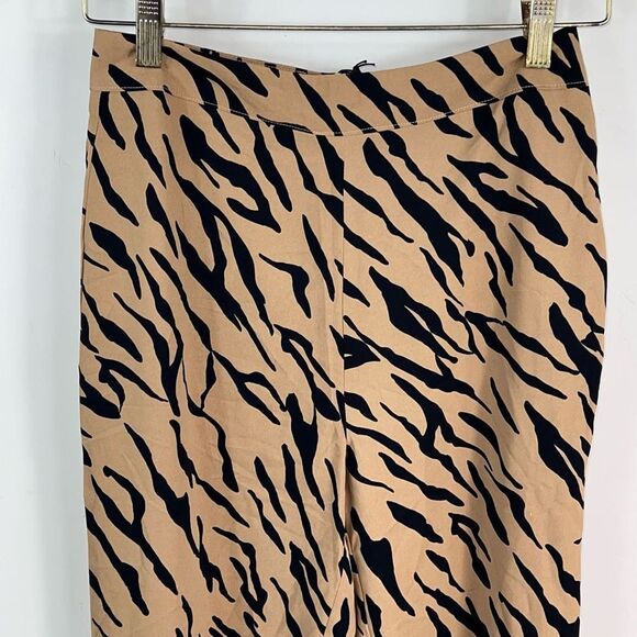 Le Lis Tan Zebra Stripe Silky Wide Leg Dress Pant (Medium) - Picture 4 of 13